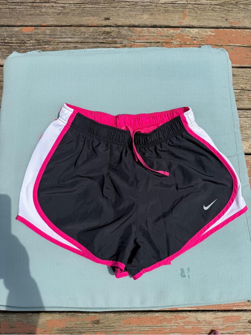 Nike Women’s Black & Hot Pink Running Shorts with White Panels